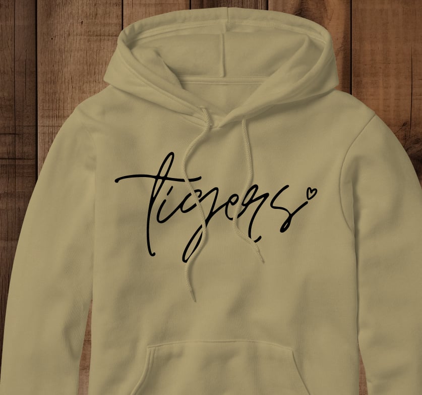 Tigers Scripty hoodie with heart