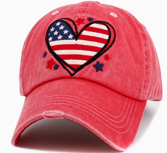 Heart Flag Vintage Ballcap - show your patriotic pride.