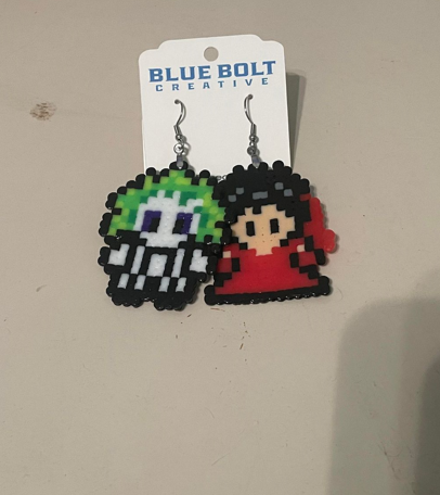 Beetlejuice and Lydia Perler Bead Earrings.