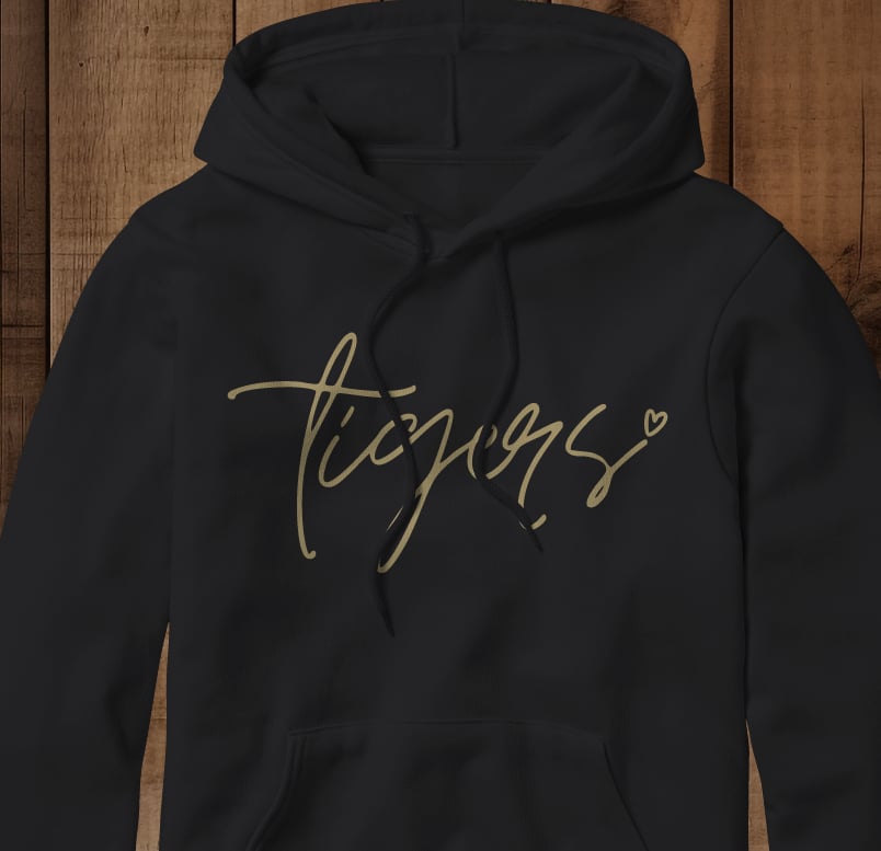 Tigers Scripty hoodie with heart